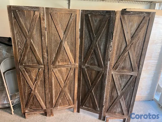 decoración y accesorios - Divisor de habitación de 4 paneles, pantalla de diseño en X de madera  3