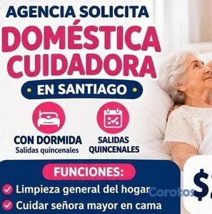 AGENCIA SOLICITA DOMÉSTICAS COMPLETAS CUIDADO ADUL