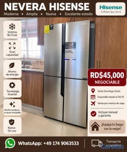 Nevera Hisense No Frost Nueva de Gran Capacidad