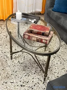 Mesa de centro ovalada champagne-cristal