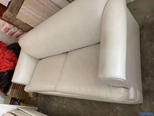 muebles y colchones - sofa cama en vinil blanco 2
