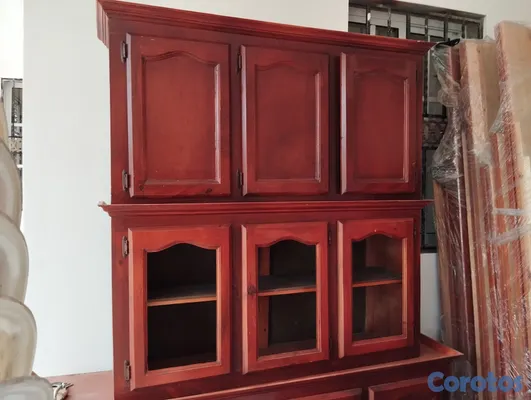 cocina - Gabinete de tres madera color caoba  4