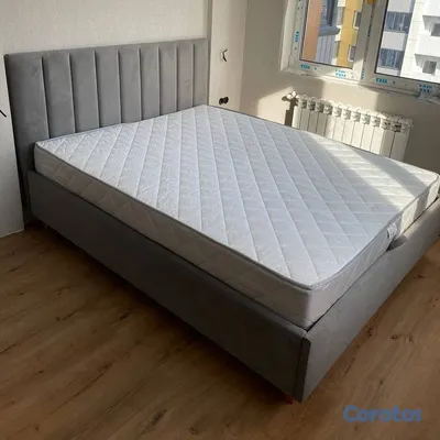 muebles y colchones - Cama tapizada color Gris y Beige+ Colchon. Nueva 6