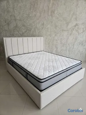 muebles y colchones - Cama tapizada color Gris y Beige+ Colchon. Nueva 10