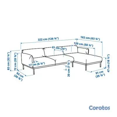 muebles y colchones - ÄPPLARYD sofá 4 plazas con chaiselongue, Lejde gri 6