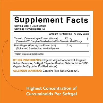 Salud y Equipamiento Médico - Curcuma 500mg 120 capsulas Sports Research 4