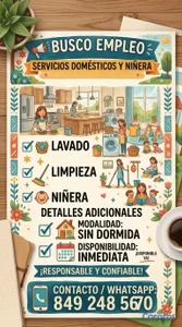 Busco Empleo doméstica/niñera