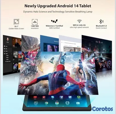 celulares y tabletas - Tablet 10” Android14,Octa-Core, 10GB RAM, 64GB ROM, 1TB Expandable, 1280x800 IPS 4
