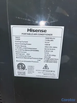 aires acondicionados y abanicos - Aire Acondicionado Portátil Hisense.  2