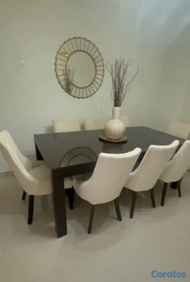 muebles y colchones - set comedor de 8 sillas, incluye tope de cristal y protector de sillas.  2