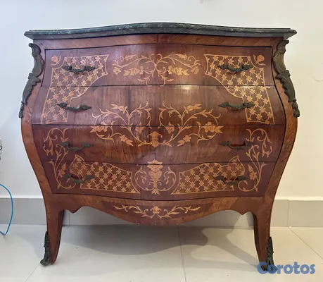 muebles y colchones - Cómoda estilo Luis XV con mármol y gavetas 3