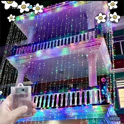 decoración y accesorios - Cortinas de Luces Navideña de 3 Metros de Largo Multicolor, Amarillo Cálido y Bl 3