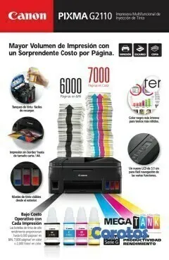 impresoras y scanners - CANON G2110 MULTIFUNCIONAL PIXMA (IMPRIME, COPIA, ESCANEA), SISTEMA TINTA CONTIN 2