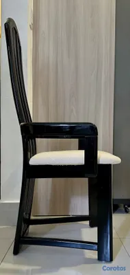 muebles y colchones - Set de 6 sillas de comedor negras con tapizado cre 4