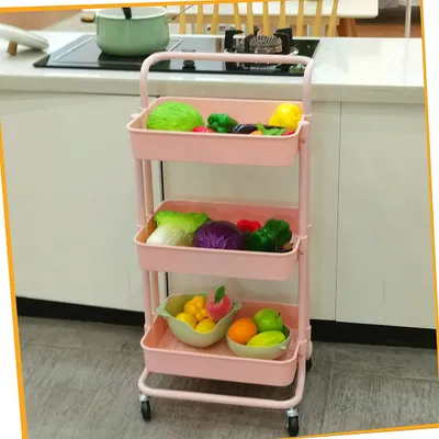 decoración y accesorios - Carrito con ruedas de 3 bandejas ideal cocina maquilladoras carro  organizador 10
