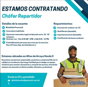 vacante disponible como chófer y repartidor.