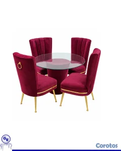 Comedor de cuatro sillas, tapizado , color rojo💓 c