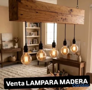 lámpara de madera 