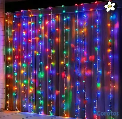 decoración y accesorios - 
Cortinas de Luces Navideña de 3 Metros de Largo Multicolor, Amarillo Cálido y B 3