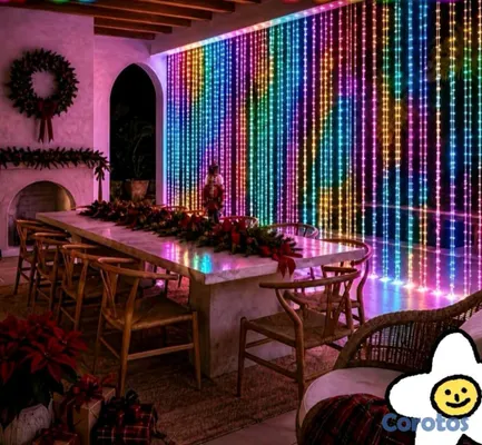 decoración y accesorios - Cortinas de Luces Navideña de 3 Metros de Largo Multicolor, Amarillo Cálido y Bl 2