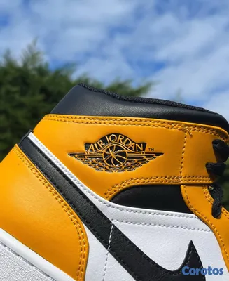 zapatos para hombre - Tenis Teni Sneaker NIKE AIR JORDAN 1 MID TAXI BLACK YELLOW Original Originales🚕 5