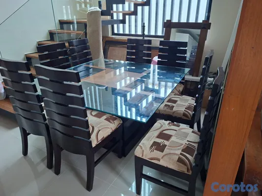 muebles y colchones - Mesa de comedor de 8 sillas en roble 2