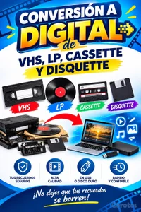 convierte tus recuerdos en digital Vhs, cassette, Lp, Disquete, en Santiago 