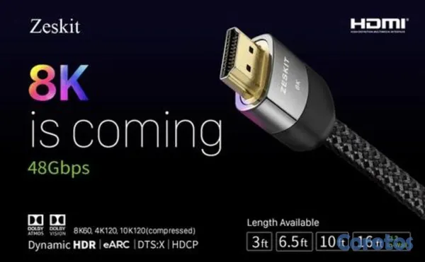 otros electronicos - CABLE HDMI 2.1 ULTRA HD DE ALTA VELOCIDAD DE 48 GBPS EARC DOLBY ATMOS 10 PIES 3