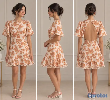 ropa para mujer - Vestido floral con espalda descubierta 4
