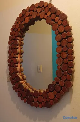 decoración y accesorios - Espejo rústico artesanal en madera fina, corteza f 2