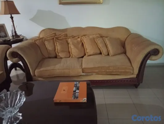 muebles y colchones - juego de sala en caoba  2