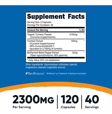 Salud y Equipamiento Médico - Nutricost Curcumina De Curcuma 95% Curcuminoides 500 Mg 120 3