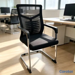 Silla negra de malla con base fija