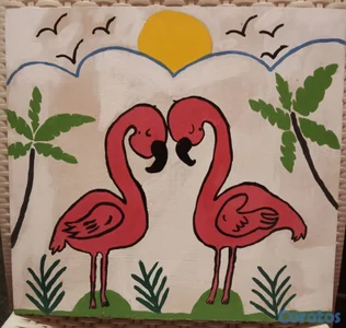 Cuadrito de Dormitorio de Flamencos Enamorado 