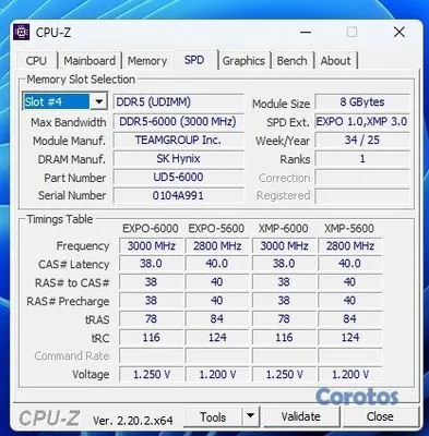 computadoras y laptops - RAM DDR5 16GB (2x8GB) 6000MHz TEAMGROUP T-CREATE EXPERT DDR5, CL38 5