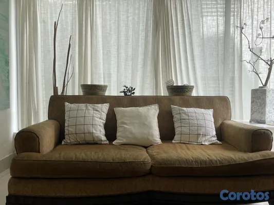 muebles y colchones - JUEGO DE SALA CLÁSICO BEIGE-MARRÓN. Dos muebles  5