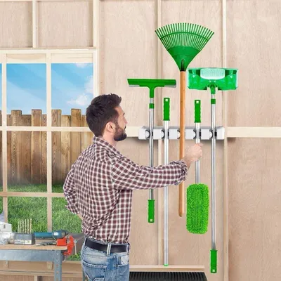 herramientas, jardines y exterior - Soporte para suape y escoba, organizador de herramientas  lampazo trapeador   4