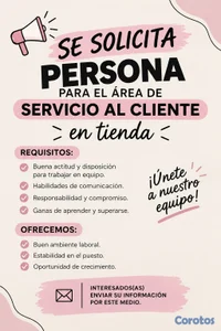  Se busca personal para el área de servicio al cliente 