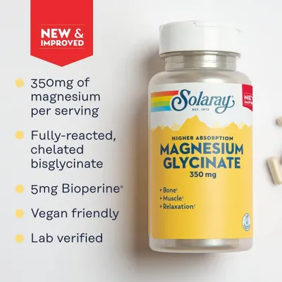 Salud y Equipamiento Médico - Glicinato De Magnesio Solaray, Bisglicinato 100% 3
