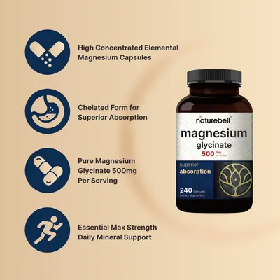 Salud y Equipamiento Médico - Glicinato De Magnesio 500mg 240cap Naturebell 3