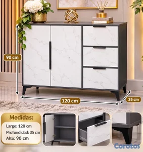 *CREDENZA DECORATIVA CON GABETAS*

▪️MATERIAL:*MADERA*

▪️ COLOR: *GRIS*