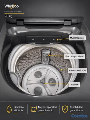 electrodomesticos - Lavadora Whirlpool 20 KG Automática Xpert Eco 6