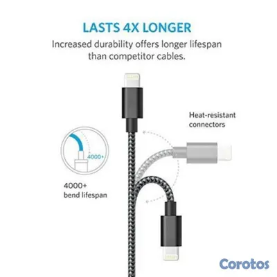 accesorios para electronica - Anker Cable Lightning de Nylon premium de 6 pies [paquete de 2] 2