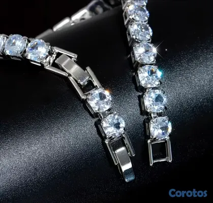 joyas, relojes y accesorios - Pulsera | Brazalete con Circonitas Cúbicas Blancas en Cadena de Cobre 3
