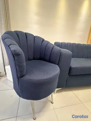 muebles y colchones - Sofa azul con butaca 2