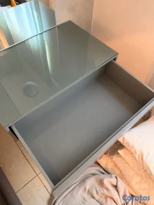 2 Mesas de noche flotante en pino con tope de cris
