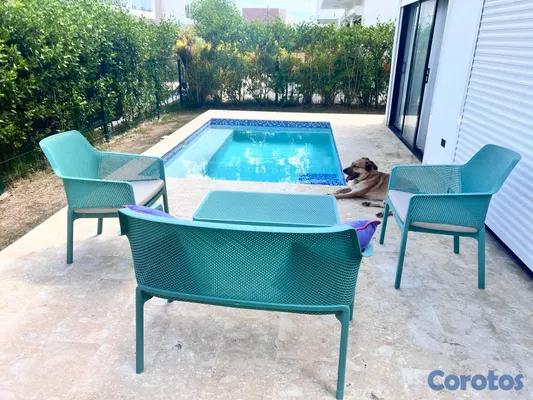 herramientas, jardines y exterior - Juego de patio exterior – sofá, 2 sillones, mesa y cojines 2