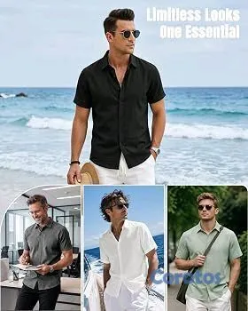 ropa para hombre - 🌴🔥 ¡CAMISA HAWAIANA PARA HOMBRE! | Manga Corta | Botones | Cuello Clásico 🏖️ 2