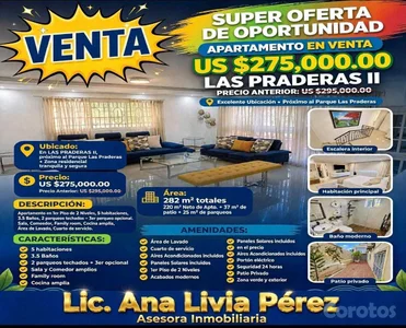 APTO. EN VENTA - US $275,000.00 – LAS PRADERAS II 