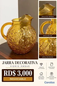 JARRA DECORATIVA DE VIDRIO ÁMBAR